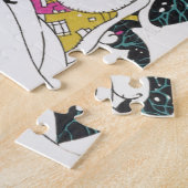 Kerstmis in de oude stijl, fantasierijke mensen in legpuzzel (Zijkant)