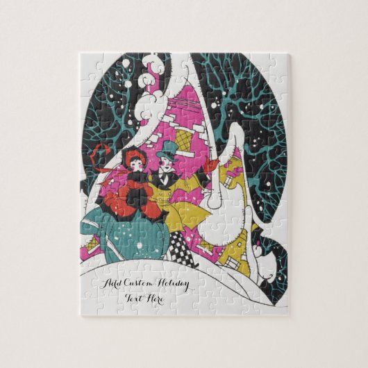 Kerstmis in de oude stijl, fantasierijke mensen in legpuzzel (Verticaal)