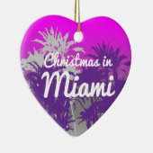 Kerstmis in de Paarse roze palmboom van Miami Keramisch Ornament (Rechts)