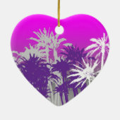 Kerstmis in de Paarse roze palmboom van Miami Keramisch Ornament (Achterkant)