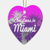 Kerstmis in de Paarse roze palmboom van Miami Keramisch Ornament (Links)