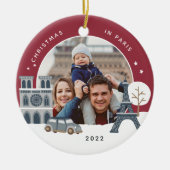 Kerstmis in de Parijse keepaardfoto Keramisch Ornament (Voorkant)