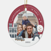 Kerstmis in de Parijse keepaardfoto Keramisch Ornament (Links)