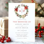 Kerstmis in de Poinsettia Monogram Wreath Weddensc Kaart