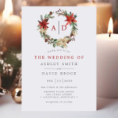 Kerstmis in de Poinsettia Monogram Wreath Weddensc Kaart