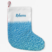Kerstmis in de pool, Poolzijblauw water Kleine Kerstsok (Voorkant)