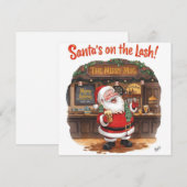 Kerstmis in de pub met Kerstman Feestdagenkaart (Voorkant / Achterkant)
