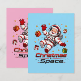 Kerstmis in de ruimte Kerstman Astronaut Schattig Notitiekaartje