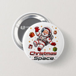 Kerstmis in de ruimte Kerstman Astronaut Schattig Ronde Button 5,7 Cm