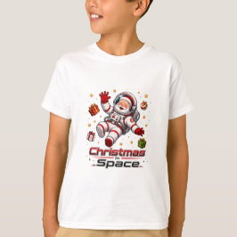 Kerstmis in de ruimte Kerstman Astronaut Schattig T-shirt