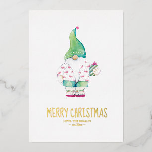 Kerstmis in de Sand Santa Waterverf Folie Feestdagenkaart