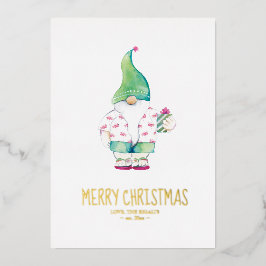 Kerstmis in de Sand Santa Waterverf Folie Feestdagenkaart