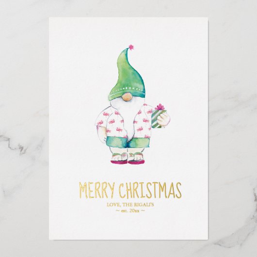 Kerstmis in de Sand Santa Waterverf Folie Feestdagenkaart (Voorkant)