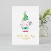 Kerstmis in de Sand Santa Waterverf Folie Feestdagenkaart (Staand Voorkant)