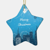 Kerstmis in de stad aangepaste kerstboomversiering keramisch ornament (Links)