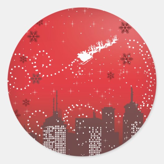 Kerstmis in de stad aanpasbare urban ronde sticker (Voorkant)