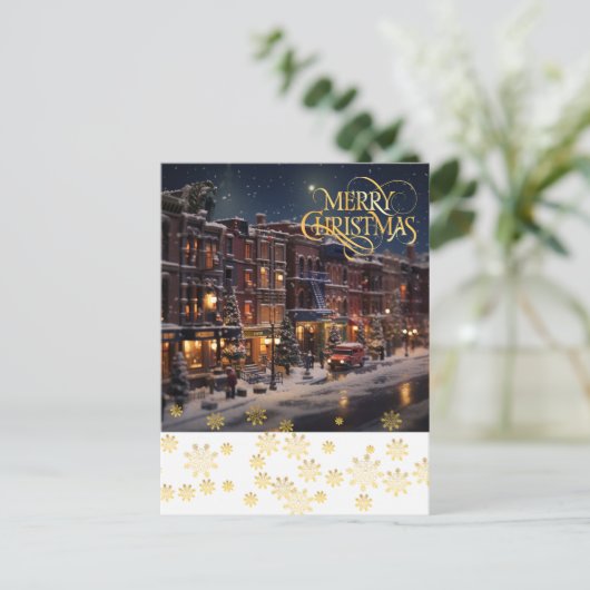 Kerstmis in de stad. briefkaart (Staand voorkant)