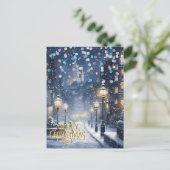 Kerstmis in de stad. briefkaart (Staand voorkant)