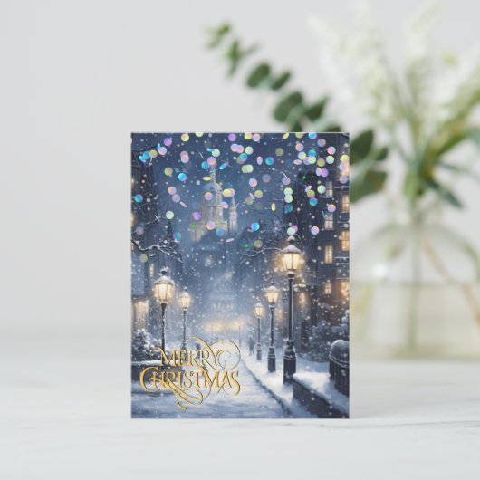 Kerstmis in de stad. briefkaart (Staand voorkant)