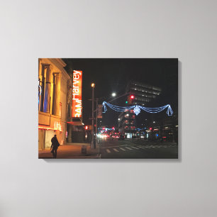 Kerstmis in de stad Brooklyn New York Foto Canvas Afdruk