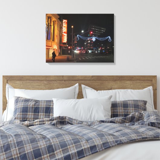 Kerstmis in de stad Brooklyn New York Foto Canvas Afdruk (Insitu (Slaapkamer))