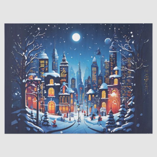 Kerstmis in de Stad Decoupage Ambachtspapier Tissuepapier (Voorkant)