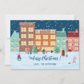 Kerstmis in de stad Flat Holiday Card Feestdagenkaart (Voorkant)