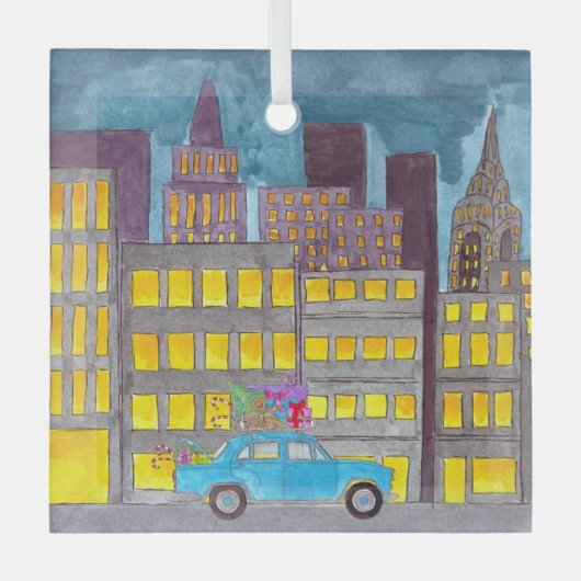 Kerstmis in de stad  glas ornament (Voorkant)