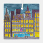 Kerstmis in de stad  glas ornament (Achterkant)