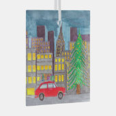 Kerstmis in de stad glas ornament (Voorkant Rechts)