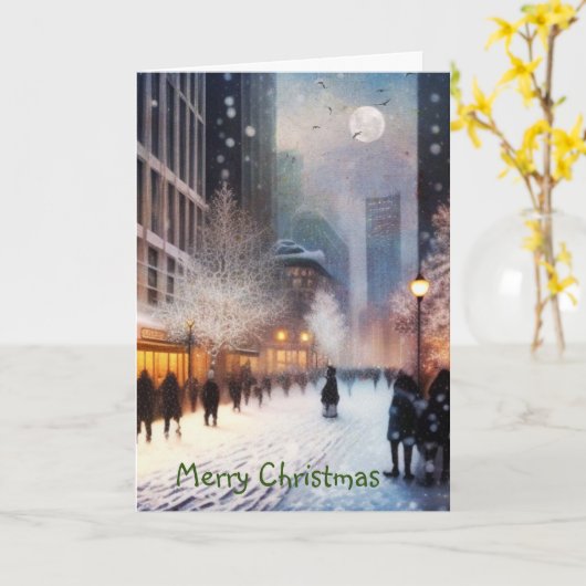 Kerstmis in de stad kaart (Gele Bloem)