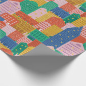 Kerstmis in de stad Kleurrijke Wrapping Paper Cadeaupapier (Hoek)