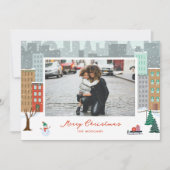 Kerstmis in de stad Plat Kerstkaart (Voorkant)