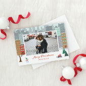 Kerstmis in de stad Plat Kerstkaart