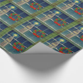 Kerstmis in de stad uit de jaren vijftig cadeaupapier (Hoek)