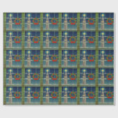 Kerstmis in de stad uit de jaren vijftig cadeaupapier (Vlak)