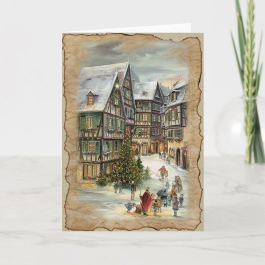 Kerstmis in de stad - Wenskaart Feestdagen Kaart (Voorkant)