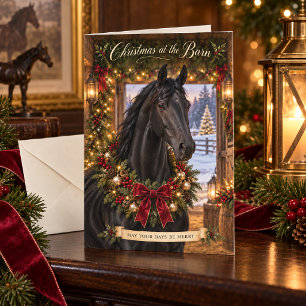 Kerstmis in de stal Black American Saddlebred Kaart