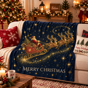 Kerstmis in de sterren De slee van de Kerstman Fleece Deken