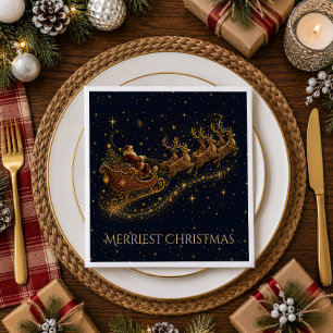Kerstmis in de sterren Kerstman slee Servet