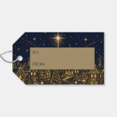 Kerstmis in de sterren | Kerstmis dorp Cadeaulabel (Achterkant Horizontaal)