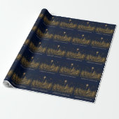Kerstmis in de sterren | Kerstmis dorp Cadeaupapier (Uitgerold)