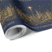 Kerstmis in de sterren | Kerstmis dorp Cadeaupapier (Rol Hoek)