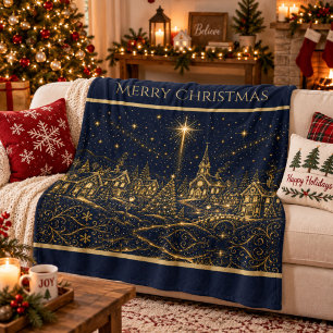Kerstmis in de sterren Kerstmis dorp Fleece Deken