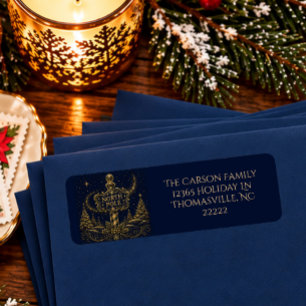Kerstmis in de sterren Noordpool adres Etiket