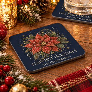 Kerstmis in de sterren Poinsettia Bier Onderzetter