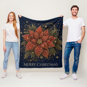 Kerstmis in de sterren Poinsettia Fleece Deken