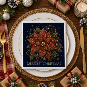 Kerstmis in de sterren Poinsettia Servet