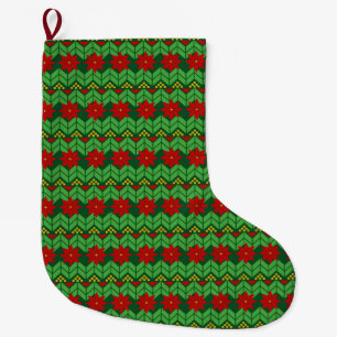 Kerstmis in de stijl van een lelijke Poinsettia-tr Grote Kerstsok