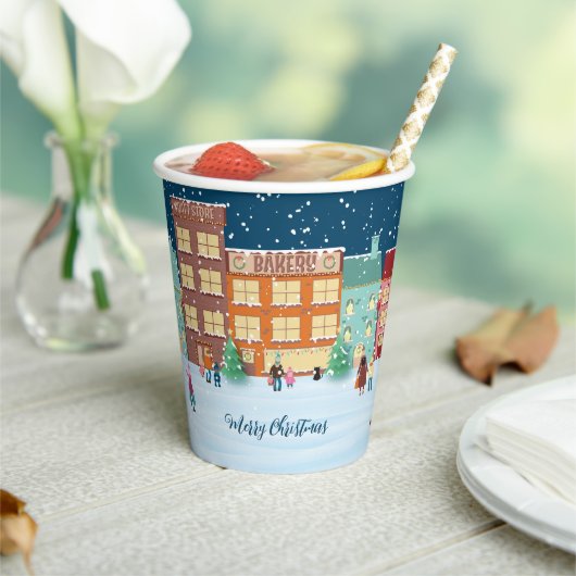 Kerstmis in de Town Holiday Paper Cups Papieren Bekers (Insitu)